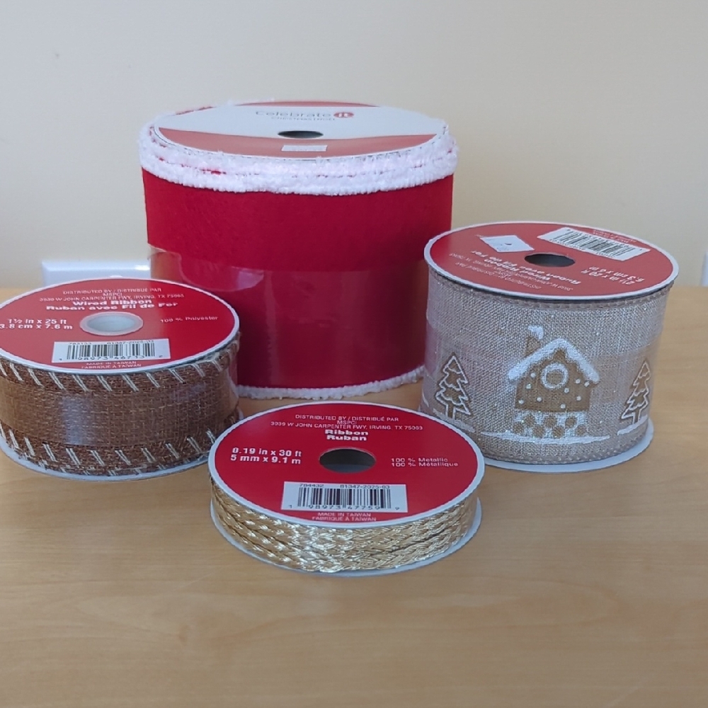 Celebrate It Holiday Ribbon Set - Red, Brown, Gold